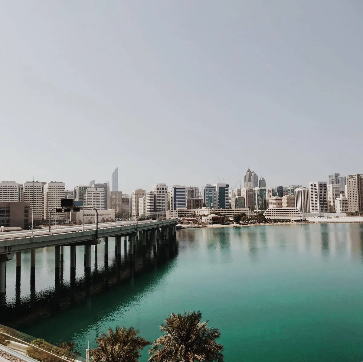 View from Al Maryah Island across the water to the city