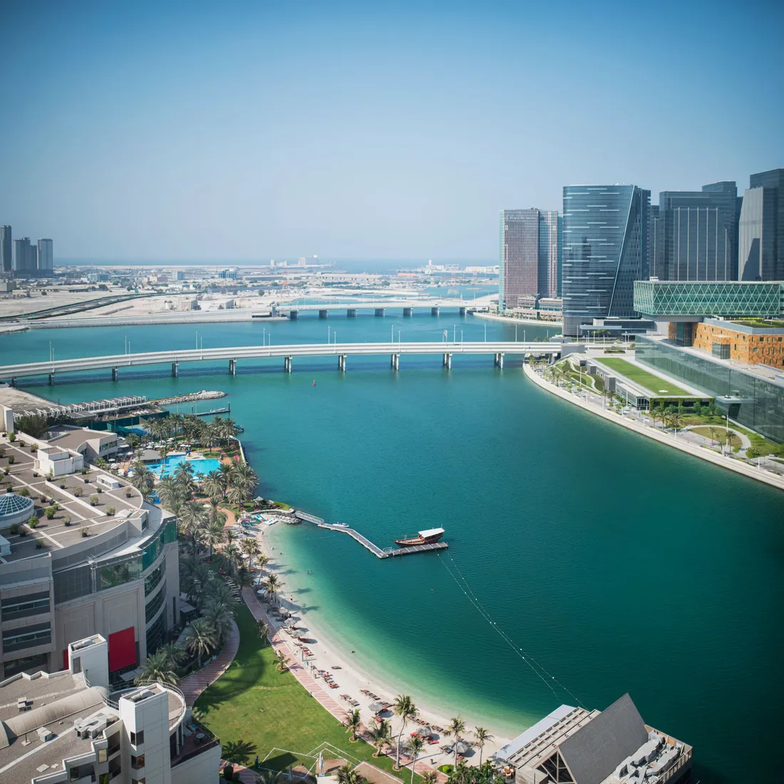 Al Maryah Island across the channel, seen from above
