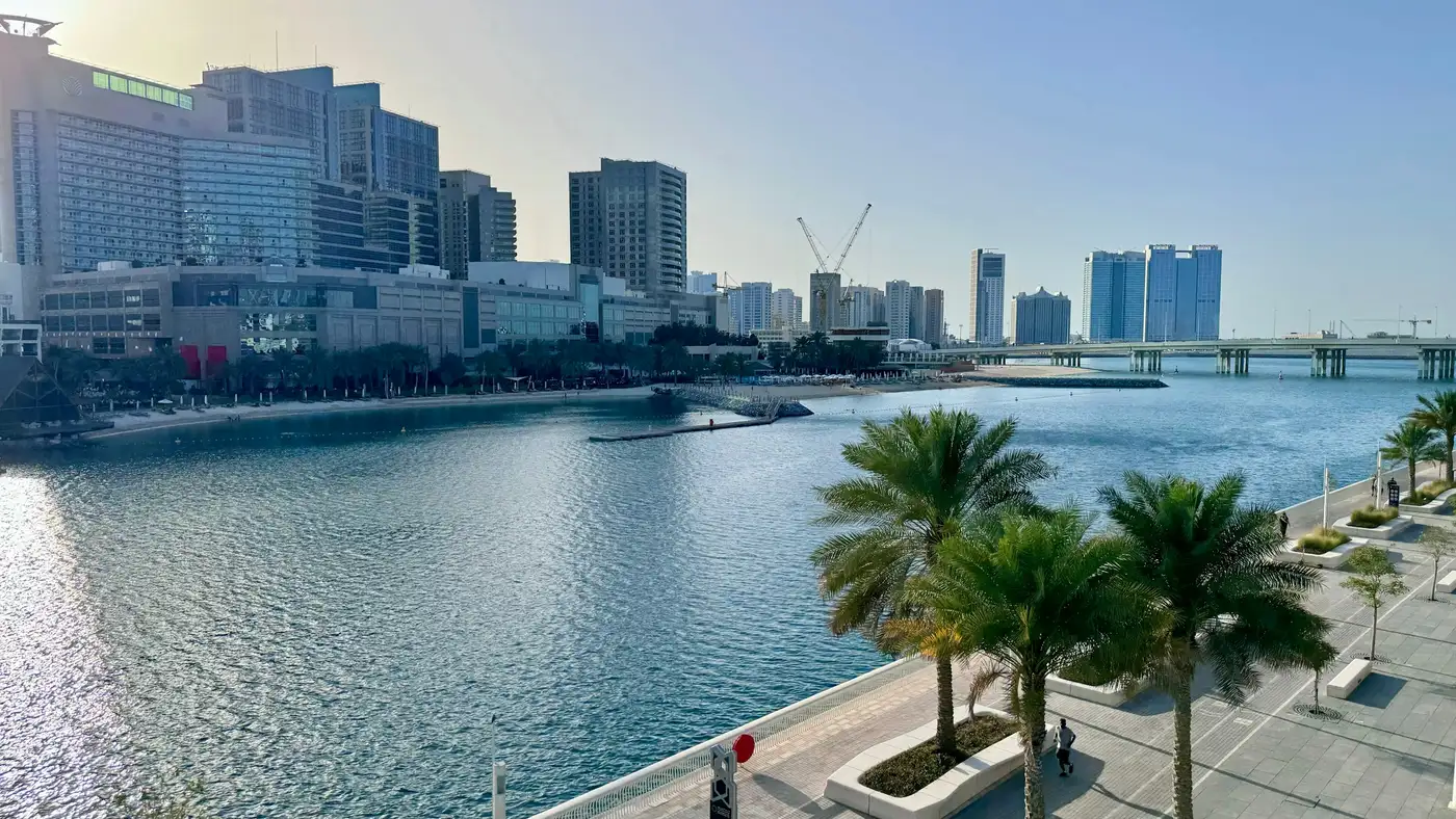 The Al Maryah Island promenade beside the channel